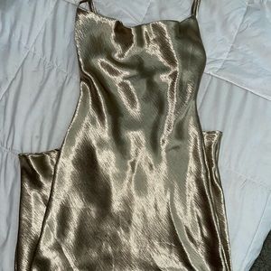 Gold Satin Midi Dress